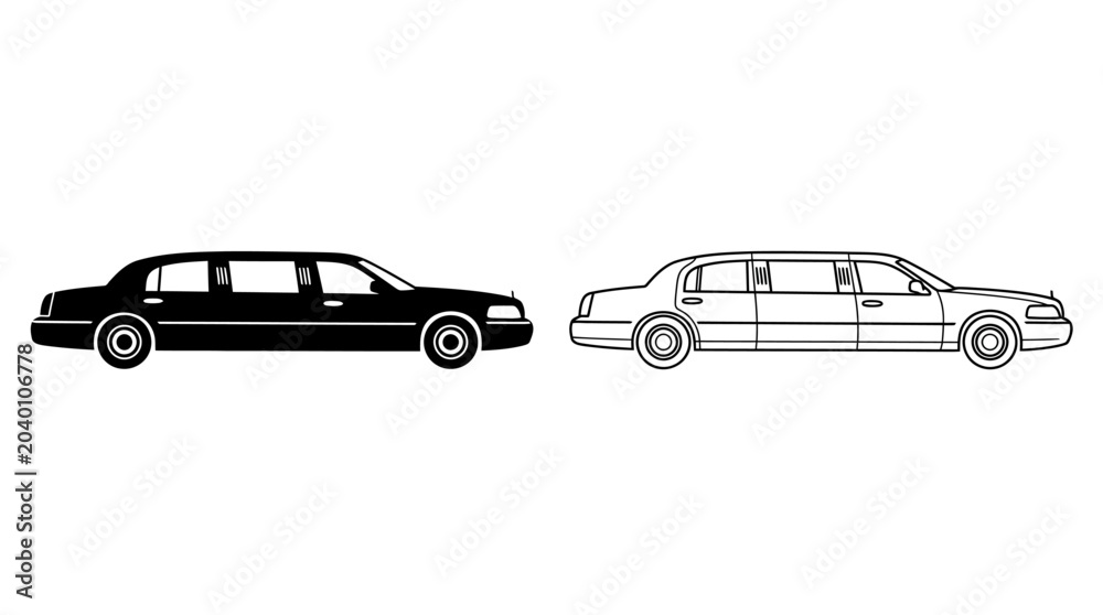 Fototapeta premium limousine silhouettes side by side silhouette side by side