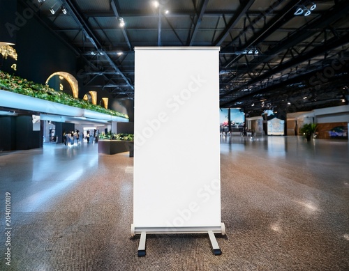 blank roll up banner in trade show mockup advertising exhibition exhibition banner trade show
