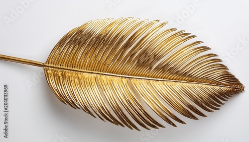 gold palm leaf on white background