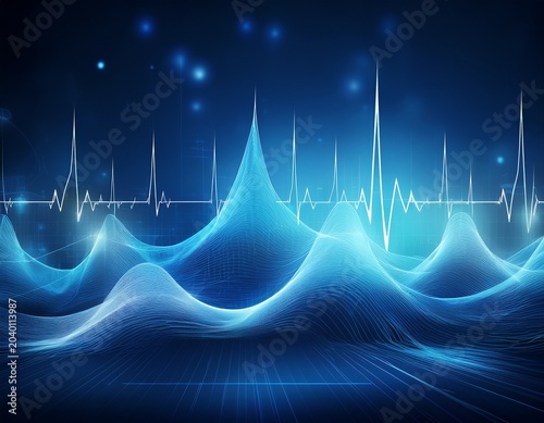 heart pulse ekg medical blue abstract background generative ai