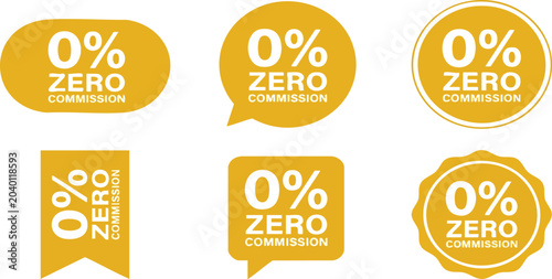 Colorful promotional badges featuring 