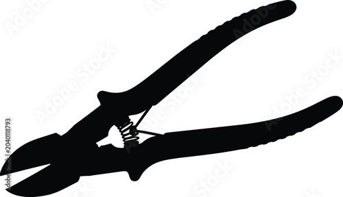 Black silhouette of wire cutter or bolt cutter on white background