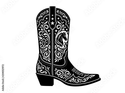 Obraz na plátně cowboy boot with intricate floral design western