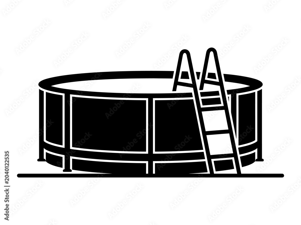 Fototapeta premium above ground pool silhouette above ground pool swimming pool ladder