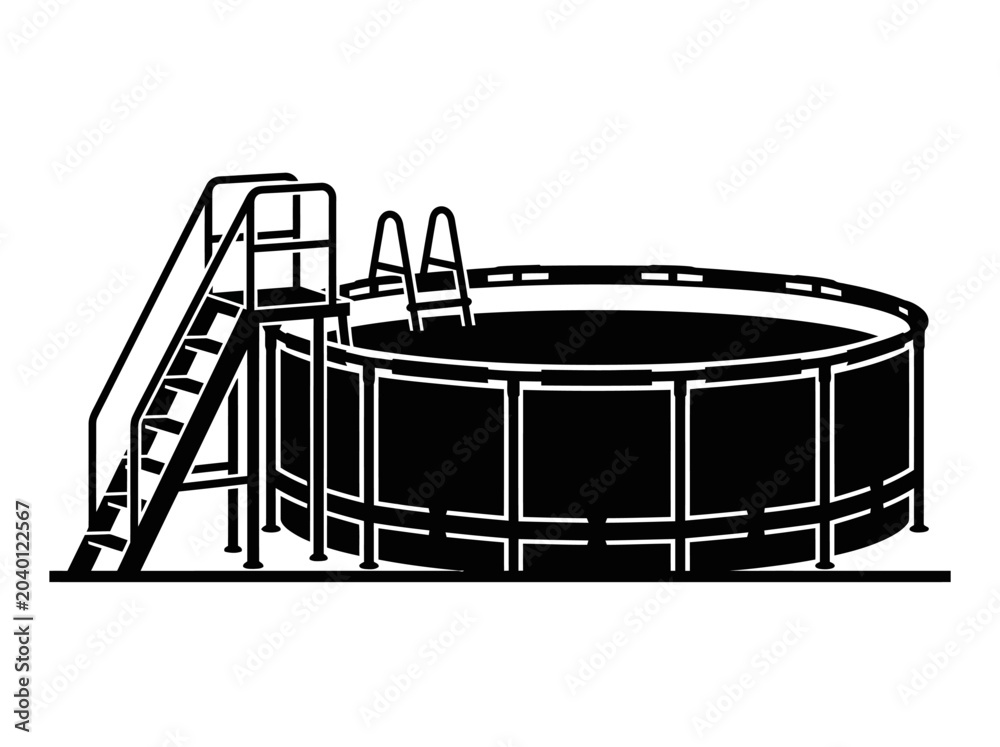 Fototapeta premium above ground pool silhouette on white background