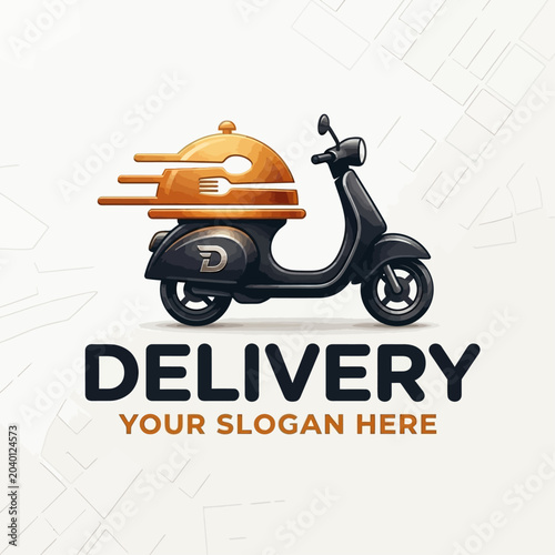 Photos Food delivery service on a scooter with a dome-shaped container on the back
