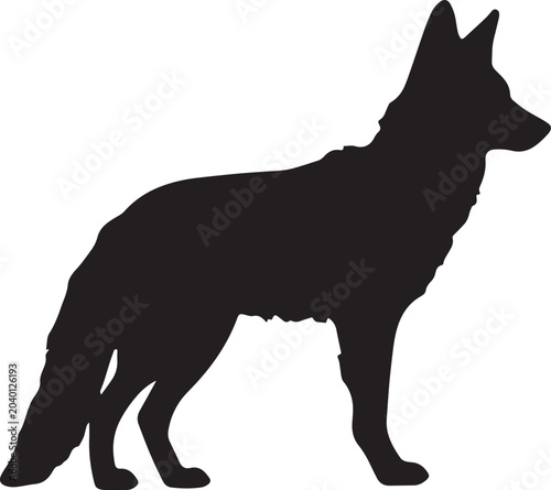 Canvastavla Black silhouette of a dog on a white background