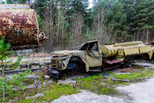 Bild auf Leinwand Abandoned equipment and machinery at the Chernobyl exclusion zone, Ukraine