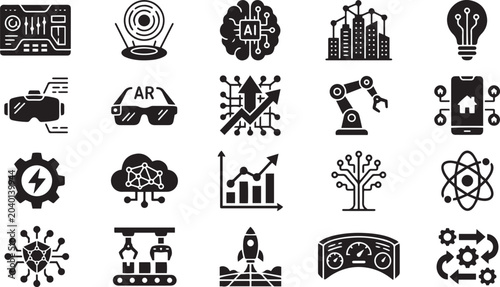 Future Technology and Innovation Solid Glyph Icons