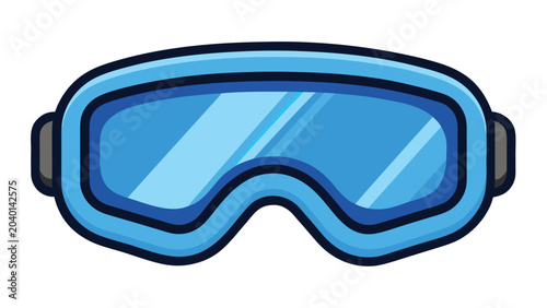 Blue ski goggles isolated on white background for winter sports and extreme outdoor activity equipment design