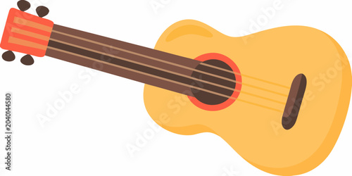 Foto Yellow Acoustic Guitar Vector Illustration On A White Background