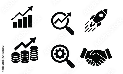 Business growth and finance icons