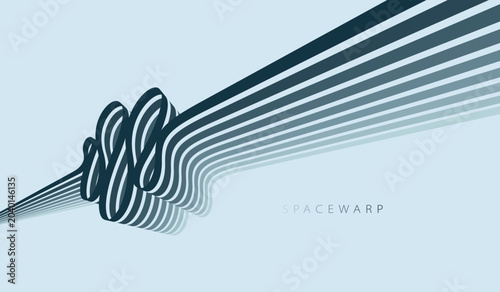 Vászonkép Mist oblivion theme vector abstract background with 3D lines in perspective, dystopian gloomy graphic design wallpaper with curve stripes