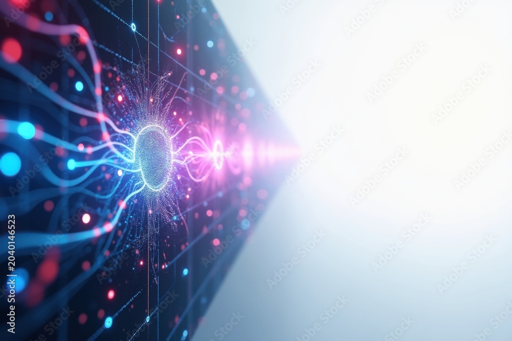Obraz premium Abstract Digital Brain Network with Glowing Lines and Data Flow