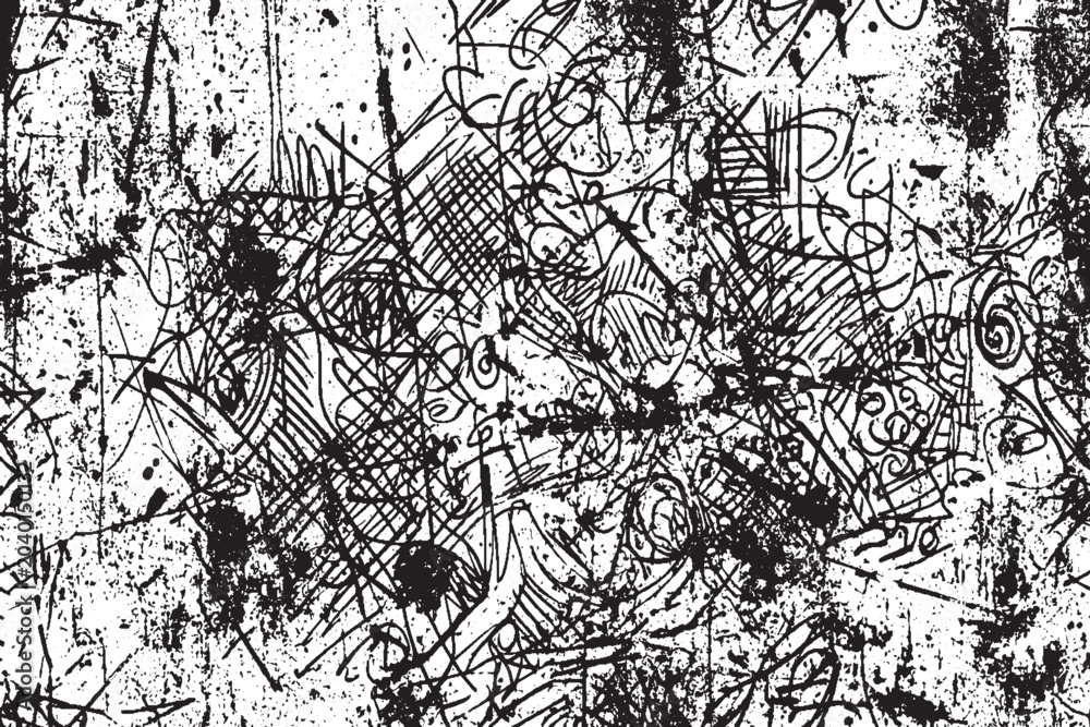 Obraz premium Black and White Abstract Grunge Scribble Texture