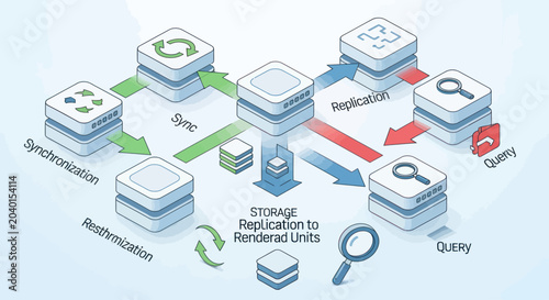 Data Storage Replication and Synchronization Network Diagram.