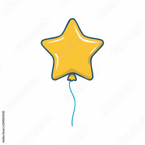 Yellow Star Balloon with String