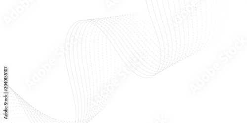 Konstfotografi Abstract white wave pattern with gradient dots on white background, dots twisted