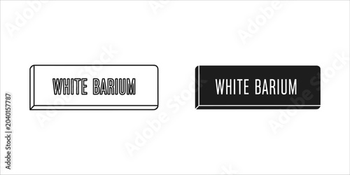 Photos Two rectangular labels with white and black backgrounds with the text white bari