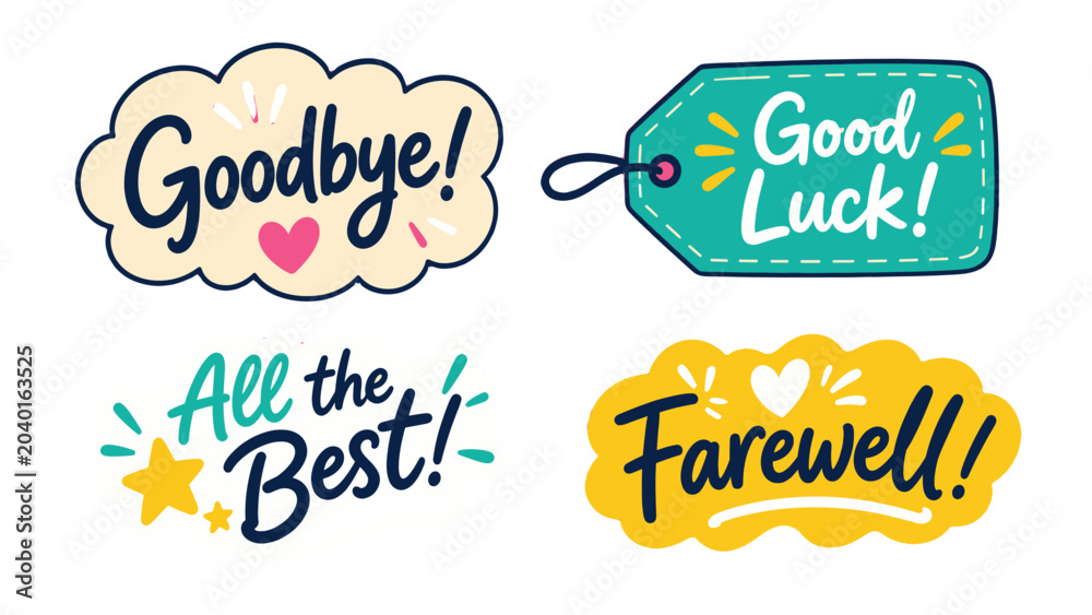Obraz premium Handwritten farewell and good luck lettering set