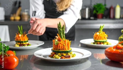 Fresh fruit and vegetable salad bowls on table.