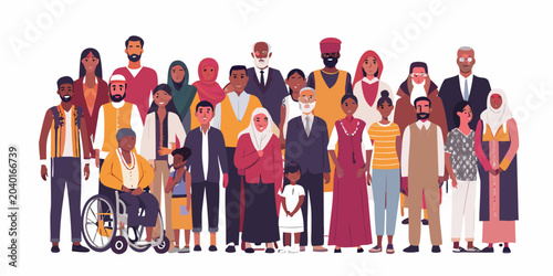 Diverse Group Of People Illustration Colorful Vector Style