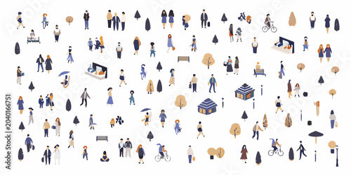 People silhouettes and urban elements a vector illustration on white background
