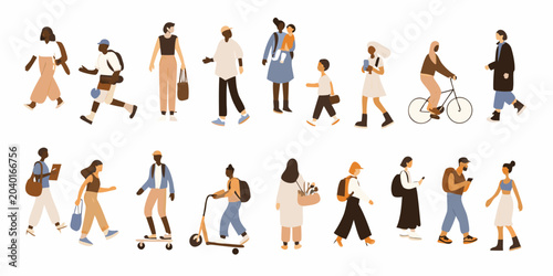 Diverse People Silhouette Set Minimalist Vector Illustration On White Background