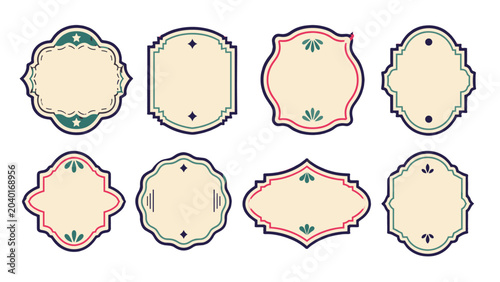Set of decorative vintage label frames in pastel vector style