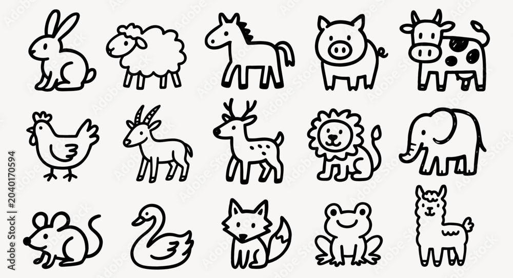 Fototapeta premium Cute animal cartoon illustrations vector collection