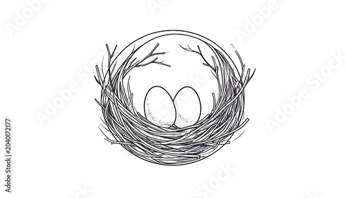 Black and white spiral galaxy design illustration.