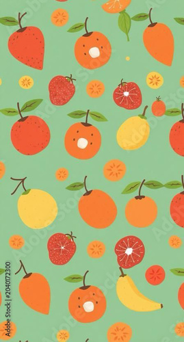 seamless pattern with apples and fruit 