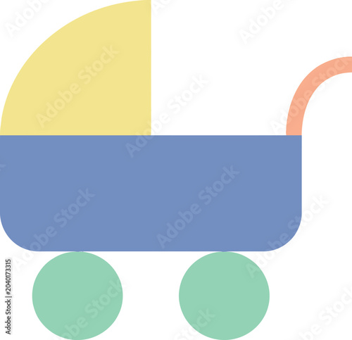 Flat Vector Illustration of Baby Stroller Pastel Minimal Parenting Icon