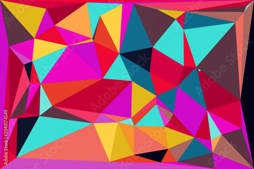 Warm toned polygonal mosaic background with red orange and purple geometric triangle shape.