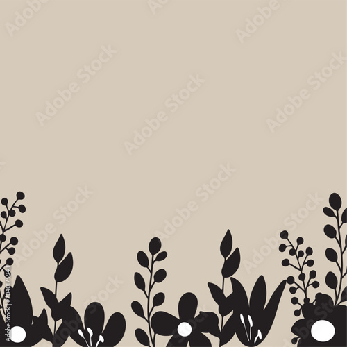 Minimal floral silhouette background with copy space
