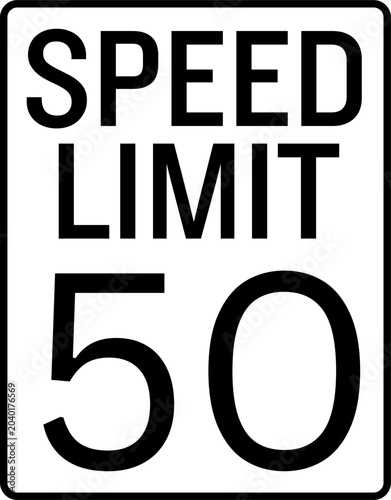 Foto Speed Limit 50 mph Traffic Sign, Speed Limit 50 Sign