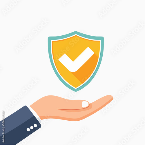 Hand Holding Shield with Checkmark Icon