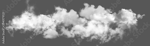 Bilde på lerret Realistic white cloud isolated on grey background isolated on transparent backgr