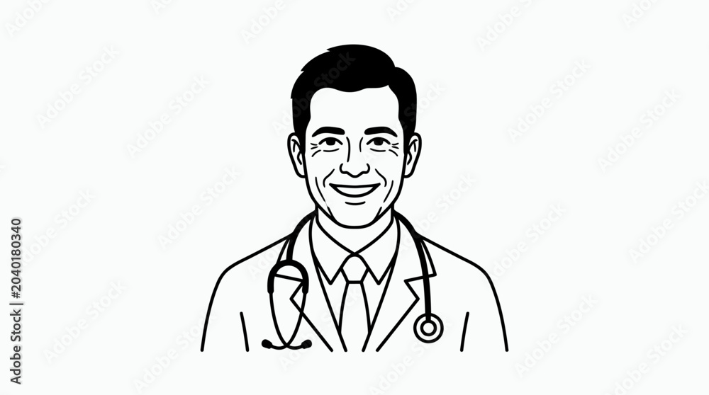 Fototapeta premium Smiling doctor with stethoscope around neck.