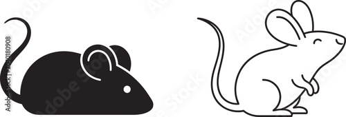 Foto Minimalist mouse vector silhouette and line art icon set cute small rodent chara