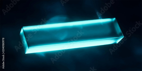 Canvas Print A flickering light bulb creates a motion blur of energy and color against blue a