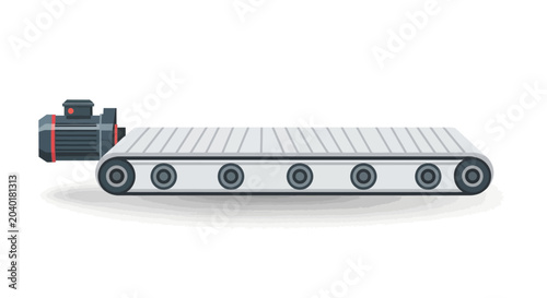 Industrial conveyor belt system with motor, a crucial component for material handling and automation in manufacturing and logistics sectors