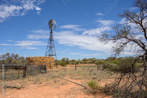 Windmill on a old abandoned Farm in the desert in Western Australia, Wind Turbine, Down under