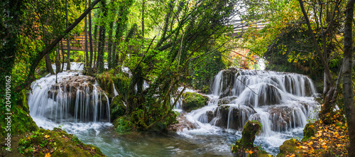 Vászonkép Cascades on the Una River in the picturesque village of Martin Brod in Bosnia an