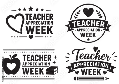 Teacher Appreciation Week Badges Logos and Labels Set