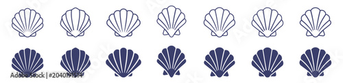 Fotografía set of scallop shell icons vector illustration on transparent background