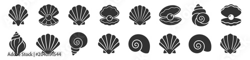 Foto sea shells and conch shell icons collection set vector illustration on transpare