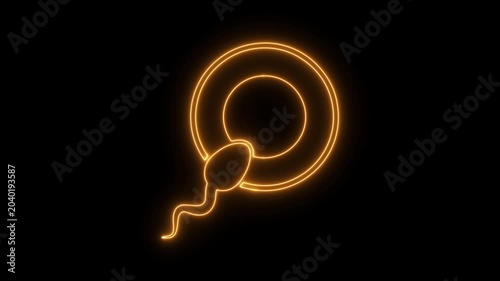 Sperm neon icon 4K video animation	