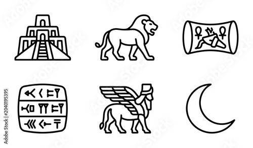 Foto Ancient Civilizations Icons: Mesopotamia, Egypt, Symbols, History, Culture, Line