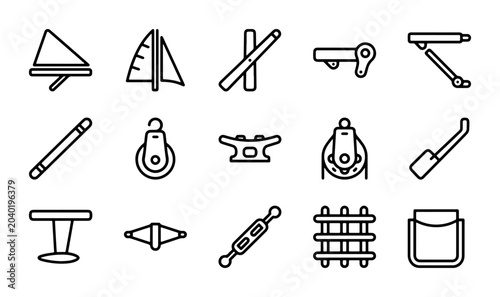 Fotografie Nautical Hardware Icons, Marine Equipment Vector Set, Sailing Gear Symbols, Boat